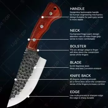 Stainless Steel Kitchen Boning Knife Meat Cleaver Fish Slicing Sharp Knife Household Chef Knife Wooden Handle Kitchen Supplies