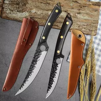 Stainless Steel Kitchen Knife Set Fish Sculpture Knives Handmade Forged Boning Knife Cleaver Fruit Vegetables Cutting Tool