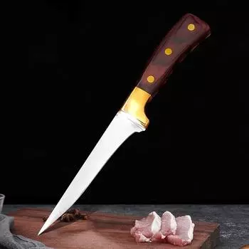 Stainless Steel Kitchen Meat Cleaver Boning Knife Raw Fish Cutter Butcher Knife with Handle Wood Outdoors Fishing Cooking Knife