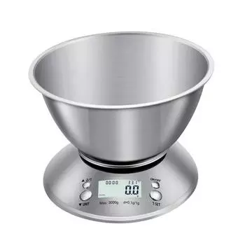 Stainless Steel Kitchen Scale with Tray, Hd LCD Digital Display, Automatic Shutdown, Accuracy 1g,max Weighing 5kg 5Kg