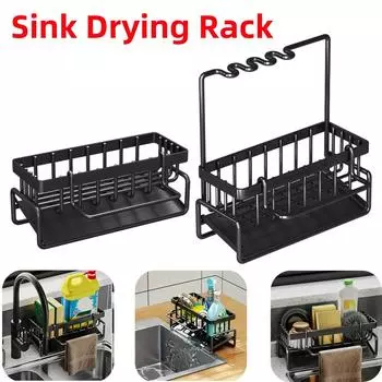 Stainless Steel Kitchen Sink Drain Rack Sink Soap Sponge Holder Rustproof Kitchen Sink Organizer Storage Countertop Organization