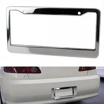 Stainless Steel License Plate Frame American Cars License Plate Frame Bracket Anti-Rust Weatherproof Protection Rack серебряный