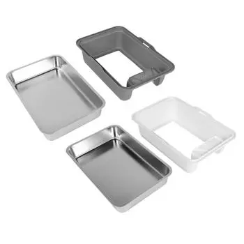 Stainless Steel Litter Box Anti Splashing Easy to Clean High Sides Enclosed Cat Litter Box for Large White