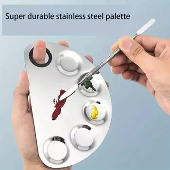 Stainless Steel Makeup Mixer Nail Art Polish Mixing Plate Foundation Eyeshadow Mixer Palette with Spatula Rod Beauty Tools Stain