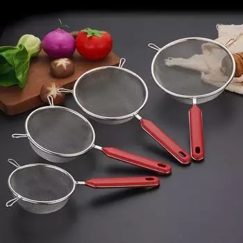 Stainless Steel Mesh Strainer Double Ears Noodle Drainer Wire Sieve Sifter Flour Mesh Sieve Baking 8.5cm