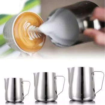 Stainless Steel Milk Frothing Pitcher, Handcrafted Latte Art Jug for Coffee and Milk Foam, 100/350/600ml