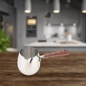 Кувшин для вспенивания молока из нержавеющей стали с бамбуковой ручкой для специальных напитков 300ml