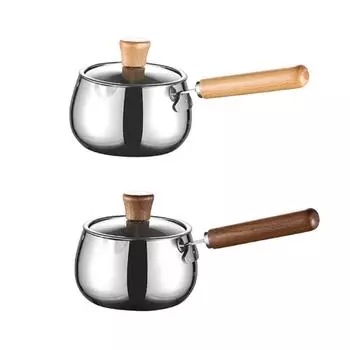 Stainless Steel Milk Pan Pasta Pot with Lid Universal Cooking Pot Soup Pot Nonstick Saucepan for Kitchen Hotel Camping Home коричневый