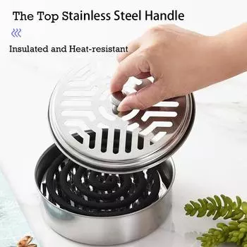 Stainless Steel Mosquito Incense Box with Lid Hollow Design Mosquito Coil Holder Indoor Outdoor Fireproof Mosquito Incense Tray