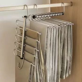 Stainless Steel Multi-layer Hanger Rotatable Trouser Hangers Home Storage 5 Layers