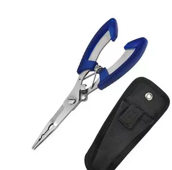 Stainless Steel Multifunctional Fishing Pliers with Line Cutter and Scissors Straight Mouth Lure Pliers (Single Pliers)