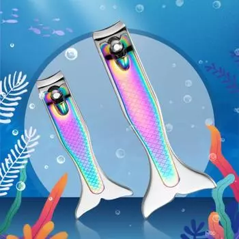 Stainless Steel Nail Cutting Pliers Fishtail Manicure Tool Mermaid Fingernail Trimmer Women 78mm