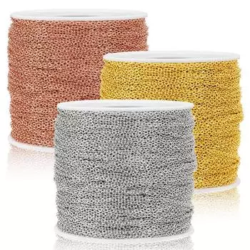 Stainless Steel O-Chain Necklace Bracelet with Gold/Rose Gold Vacuum Plating - Non-fading for DIY Jewelry. Steel. 0.3x1.25mm серебряный