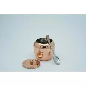 Stainless steel oil/ghee jar/ghee pot/Ghee container/oil pot with spoon copper coated 250ml