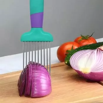 Stainless Steel Onion Auxiliary Holder Slicer Vegetable Fruit Tool Meat Needle Fixed Slicer Lemon Slicer Kitchen Accessories