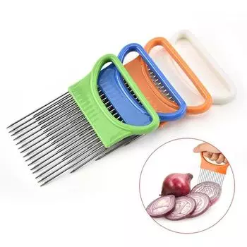 Stainless Steel Onion Needle, Vegetable Cutter, Fruit Slicer, Tomato Cutter, Cutting Safe Aid Holder, Kitchen Accessories Tools оранжевый