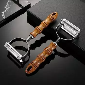 Овощечистка из нержавеющей стали, ультраострая овощечистка с деревянной ручкой для картофеля, терка для моркови, кухонные принадлежности