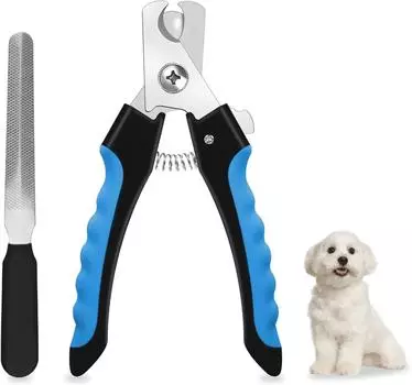 Stainless Steel Pet Nail Clippers with Sickle Large Dog Nail Clippers Nail Clippers Multifunctional Teddy Cat Grooming Scissors синий