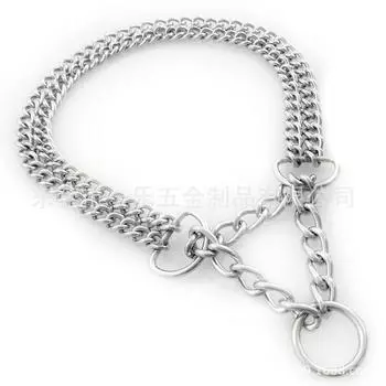 Stainless steel pet neck ring large dog P chain 18 wide double row twist chain telescopic dog chain 30-40cm