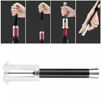Stainless Steel Pin Air Pump Wine Bottle Opener Safe Portable Easy Cork Remover Bar Accessories Air Pressure Wine Corkscrew чёрный