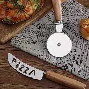 Stainless steel Pizza knife set Pizza single wheel cutting tool Home pizza knife Pizza cutter Kitchen scone tool светло-желтого
