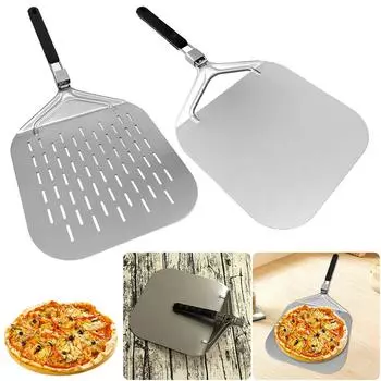 Stainless Steel Pizza Lifter Transfer Tool with Foldable Handle Pizza Turning Shovel Non-Stick Multi-function Kitchen Utensils