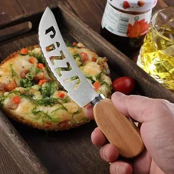 Stainless Steel Pizza Single Wheel Cut Tools Pastry Roller Cutter Pizza Cutter Oak Handle Pizza Knife Cake Baking Supplies