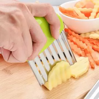 Stainless Steel Potato Knife Wave Shaped French Fries Potato Chip Slicer Carrot Fancy Vegetable Cutter Kitchen Accessories зелёный