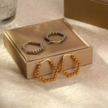 Stainless Steel Real Gold Electroplated Oval Earrings Premium Earrings Circle Ear Buckles Earrings Niche Personality Stud Earrings