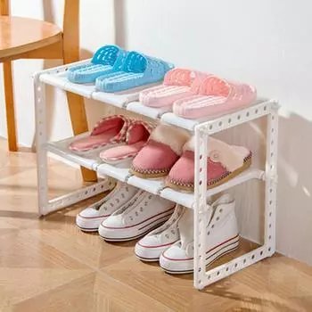 Stainless Steel Retractable Cabinet Double-Layer Partition Rack Household Shoe Storage Organizer for Kitchen Bathroom