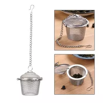 Stainless Steel Reusable Tea Spice Strainer Mesh Herbal Ball Seasoning Ball Teakettle Locking Tea Filter Diameter 4.5cm серебряный