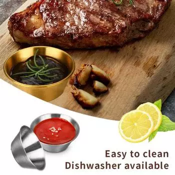 Блюдо для соуса из нержавеющей стали, пищевое качество, не содержит BPA, нержавеющая полированная поверхность, сервировочная тарелка для закусок, чаша, кухонная чашка серебряный