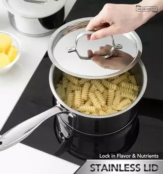 Stainless Steel Saucepan Set with Stainless Lids Tri-Ply Bottom Sauce Pan with Lid Sauce Pot Nonstick Saucepan Dishwasher Safe