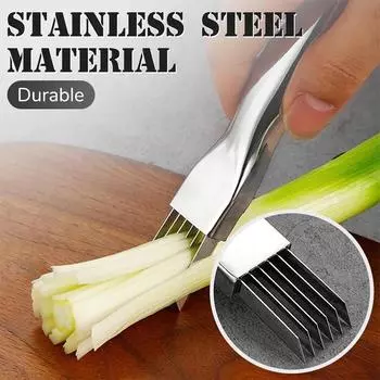 Stainless Steel Scallion Onion Cutter Knife Vegetable Fruit Chopper Sharp Shredder For Kitchen Food Speedy Chopper Supplies серебряный