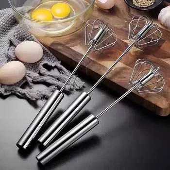 Stainless Steel Semi-Automatic Egg Beater, Rotating Cream Mixer, Household Manual Egg Beater, Kitchen Tools