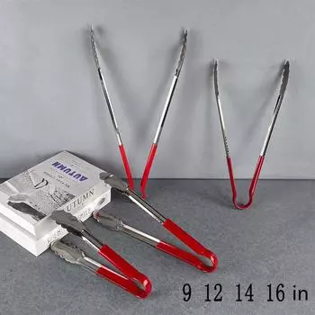 Stainless steel Silicone Kitchen Tongs Long BBQ Tong Food Tongs With Silicone Covered Handle 9/12/14/16 inch