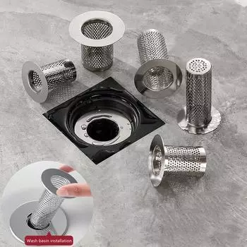Stainless Steel Sink Drains Filter Bathroom Floor Drain Filter Kitchen Sink Anti-clog Filter Hair Catcher Bathroom Facilities