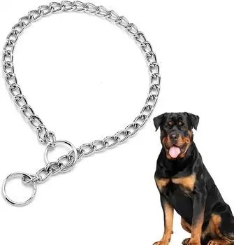 Stainless Steel Slip Chain Collar Pet P Snake Chain Collar Dog Choke Adjustable Dog Training Choke Pitpull Collar For Bulldog 2.0mm x 40cm