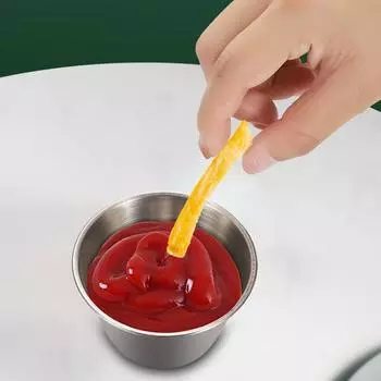 Stainless Steel Small Seasoning Dish Kitchen Sauce Cup Ketchup Dipping Bowl Appetizer Plates Sushi Vinegar Soy Saucer Dish medium
