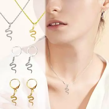 Stainless Steel Snake Necklace Earring Set, A Gift For Women, Personalized Jewelry, Mysterious High-end Jewelry, 1 Pc One Size