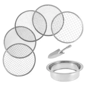 Stainless Steel Soil Sieve Interchangeable Meshes Set Multifunctional Garden Soil Filter With 9.45Inch Diameter For Sand Rocks
