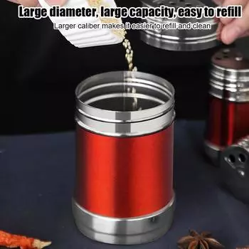 Stainless Steel Spice Jar Rotating Cover Barbecue Salt Sugar Bottle Shaker Pepper Seasoning Can Home Kitchen Seasoning Tools