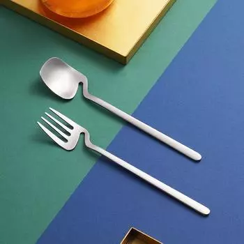 Stainless Steel Spoon Fork Coffee Stirring Spoon Cake Scoop Kitchen Flatware Tableware Restaurant Cafe Bar Accessories