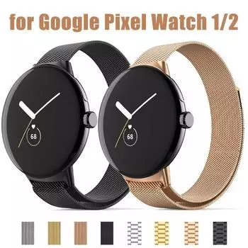 Ремешок из нержавеющей стали для Google Pixel Watch/Pixel Watch 2 металлических звена магнитный активный браслет сменный браслет для Pixel Watch for Google Pixel Watch 1/2 чёрный