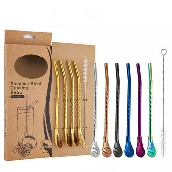 stainless steel Straws Eco-friendly Drinking Straws for Smoothie Milkshakes Tea Juice Cocktail Straw with Brush Tea, Juice