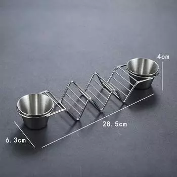 Stainless Steel Taco Holder Set Taco Shell Holder Stand with 2 Sauce Cups Taco Stand Hold 3 Tortillas Kitchen Gadget серебряный