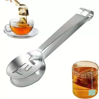 Stainless Steel Tea Bag Squeezer Versatile Kitchen Tool for Easy Leaf Release Ice Sugar Grip Durable Teabag Tongs Strainer Clip
