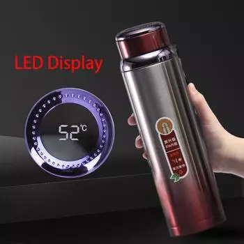 Stainless Steel Thermal Cup LED Temperature Display Vacuum Flask Portable Tea Filter Insulated Water Bottle 600/800ml Thermos 800ml