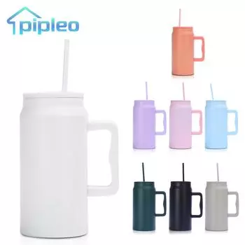 Stainless Steel Thermos Bottle with Straw Handle for Car, Large Capacity, Portable Gift for Festival Party 501-600ml