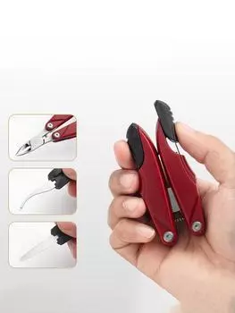 Stainless steel toenail groove trimming, dead skin trimming, nail clippers, nail inlay, folding eagle nose pliers красный